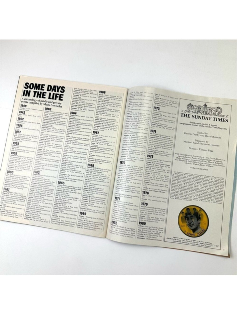 John Lennon glossy special edition Sunday Times London England The Beatles - Picture 3 of 8
